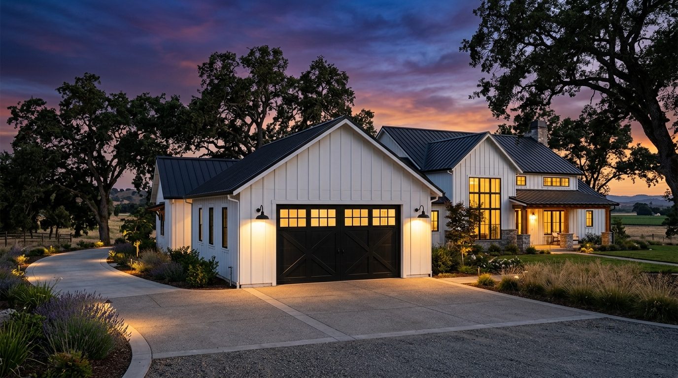 Barrett Garage Door Repairs Exterior Closed Garage Door at Twilight